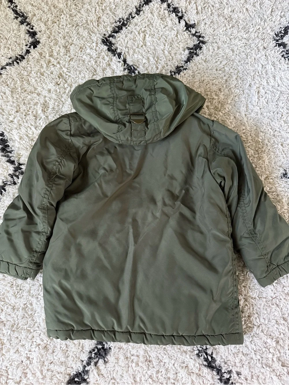 H&M Olive Green Puffer Hooded Kids Coat 4-5 year old